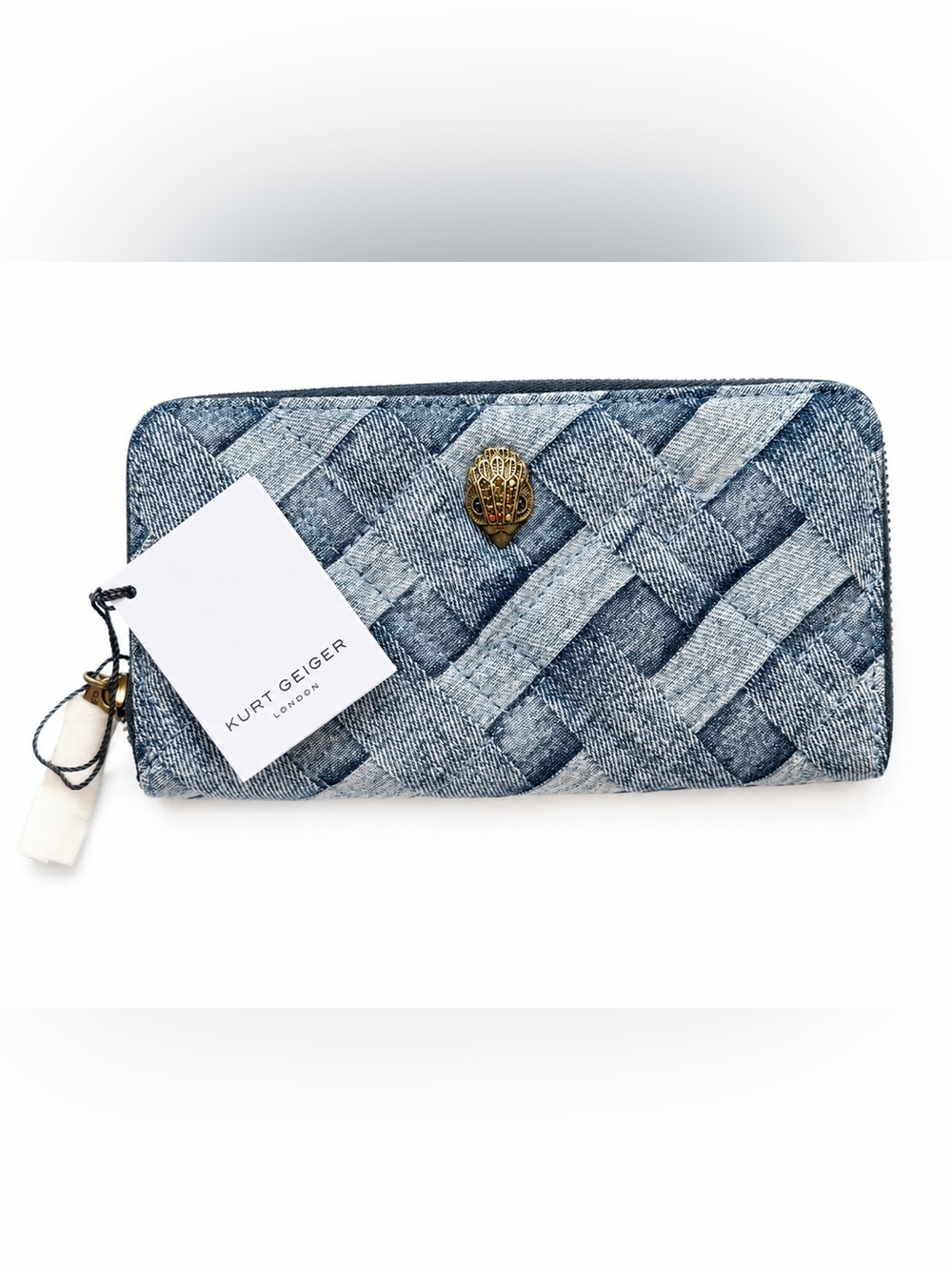 KURT GEIGER LONDON KENSINGTON Denim Zip Around Wallet NWT